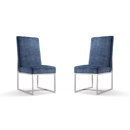 Manhattan Comfort Element Velvet Dining Chair in Blue, PK2 2-DC030-BL